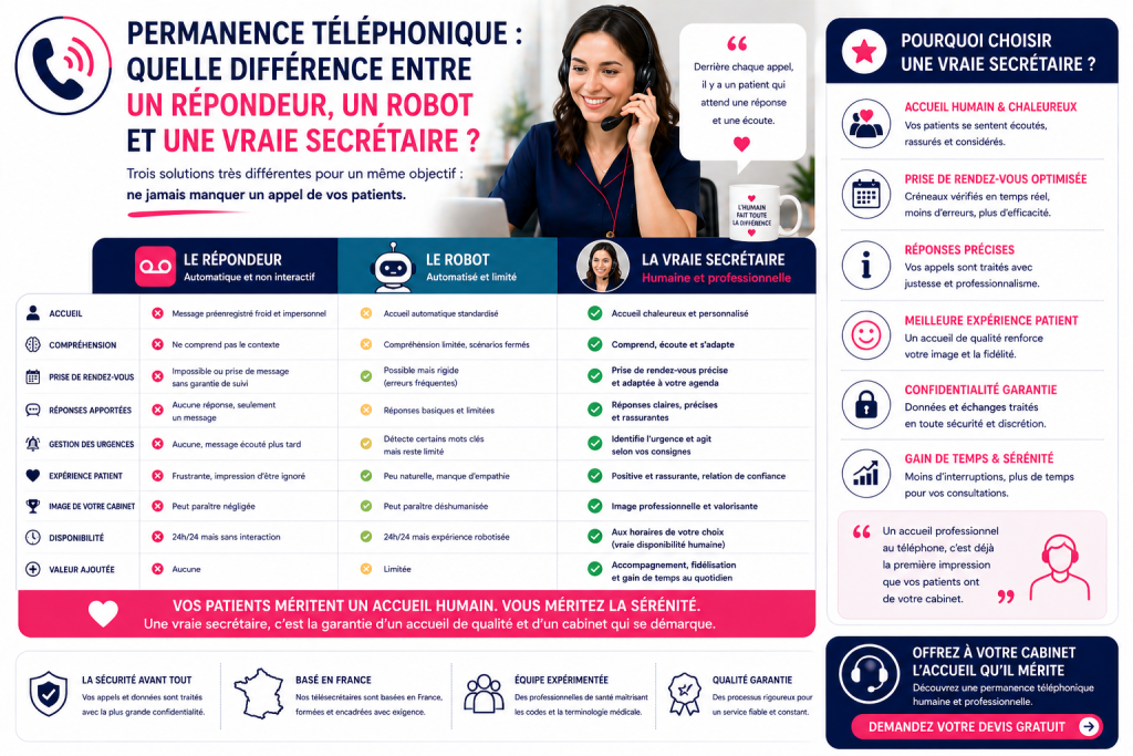 différence entre un répondeur un robot et une vraie secrétaire téléphonique