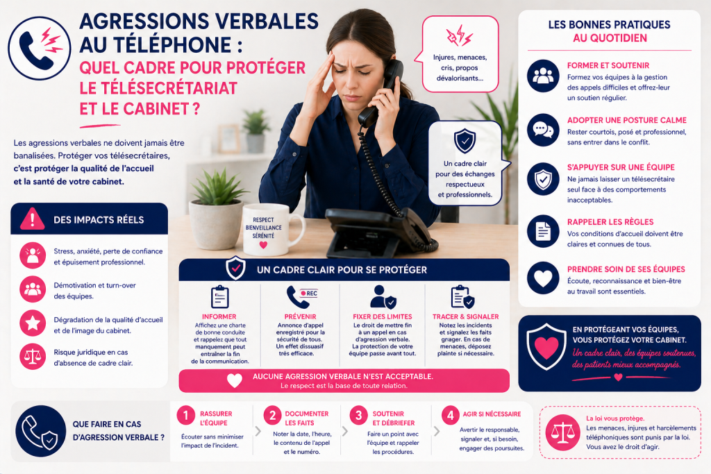 agressions verbales au téléphone en cabinet médical et cadre professionnel de protection