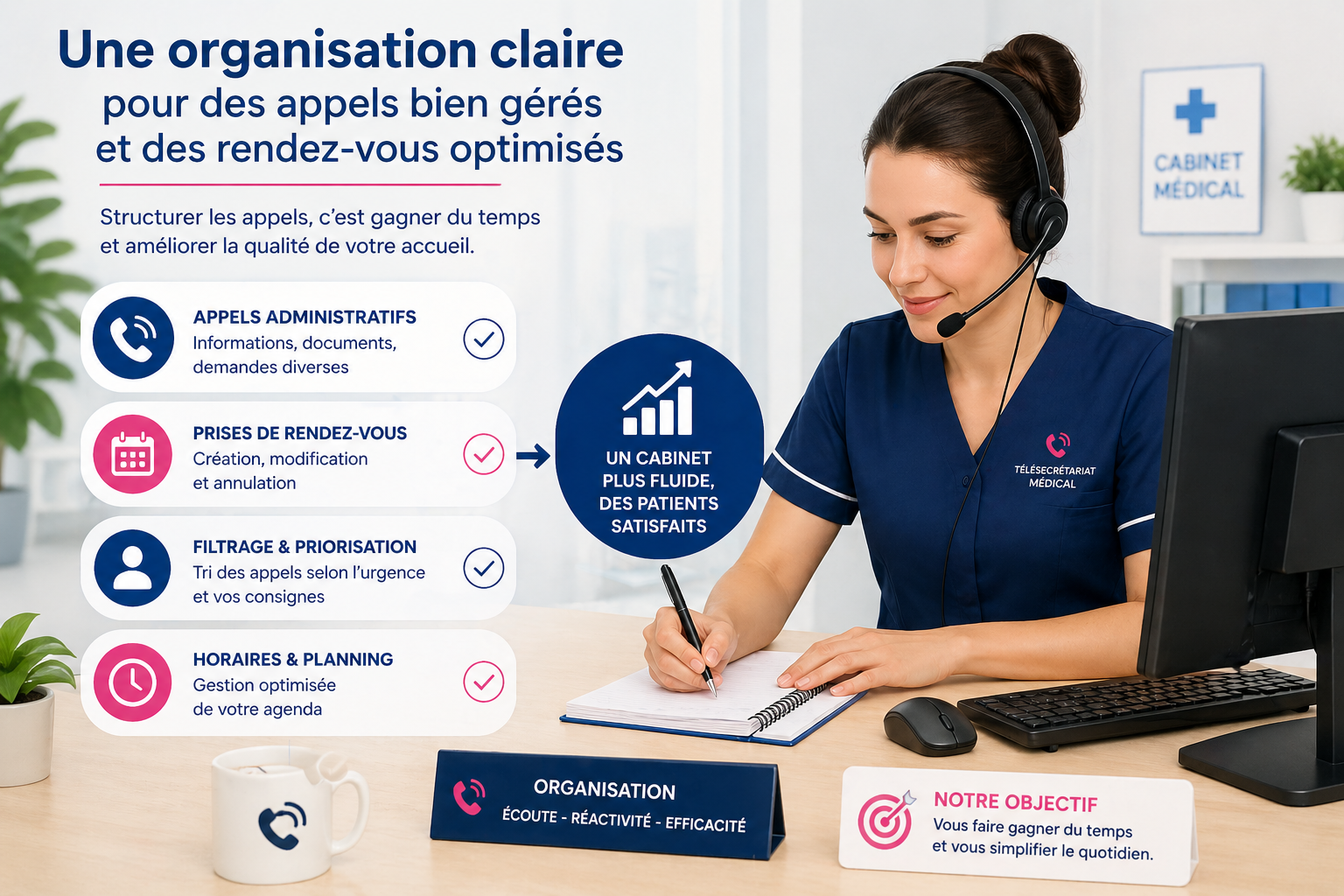 organisation tri appels et rendez vous cabinet médical tele secrétariat Var PACA France