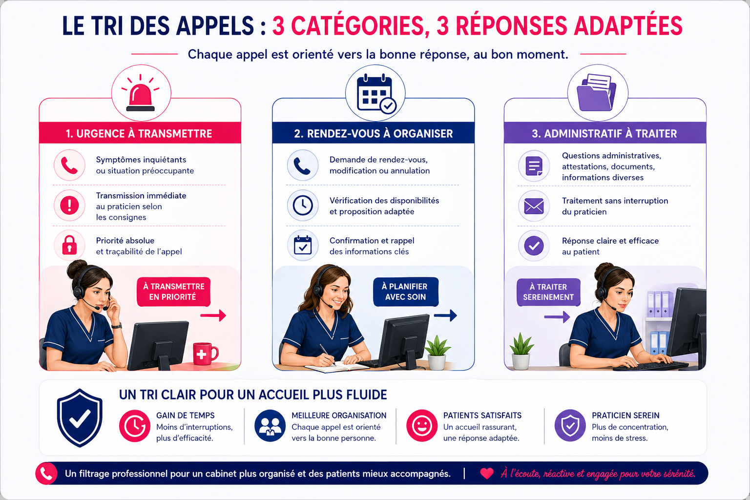 tri des appels urgence rendez vous administratif cabinet médical tele secrétariat