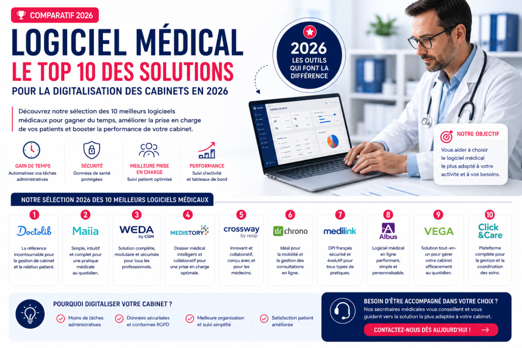 logiciel medical top 10 solutions digitalisation cabinet medical 2026 télésecrétaire Var PACA France