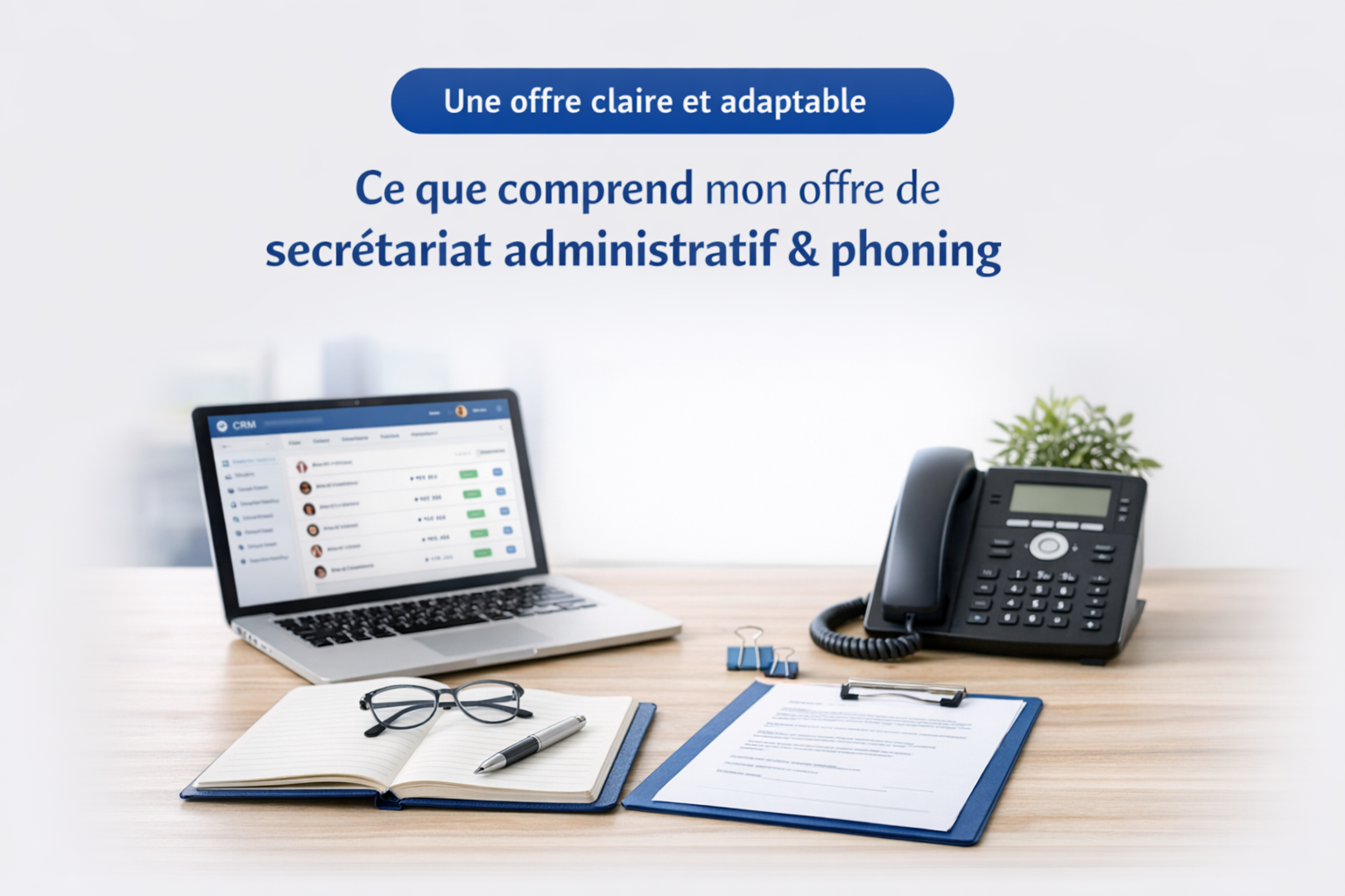 Secrétariat administratif et phoning avec gestion des dossiers, suivi client et organisation professionnelle à distance