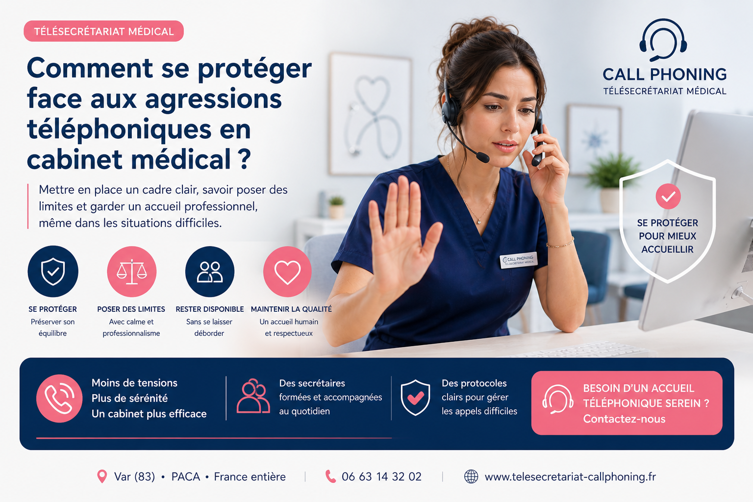 se proteger agressions telephoniques cabinet medical tele secretaire accueil professionnel Var PACA France