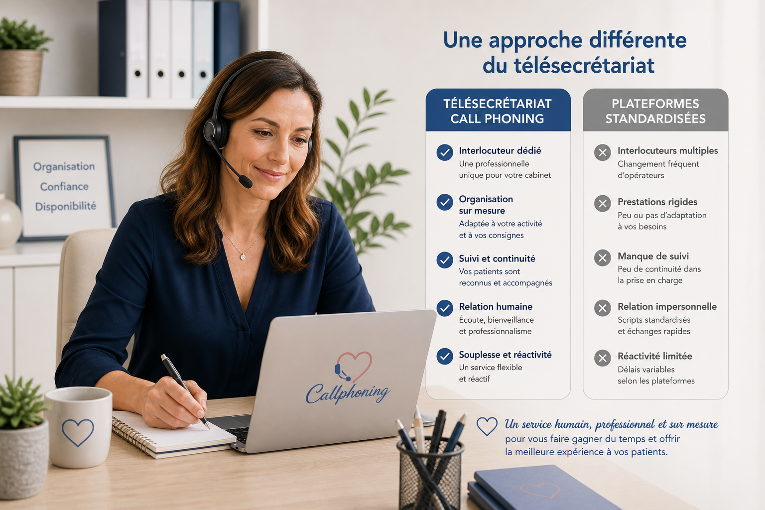 télésecrétariat personnalisé vs plateforme standardisée différence service humain